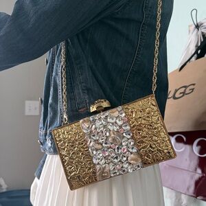 RAMLA- Handmade Gold and Brown Clutch